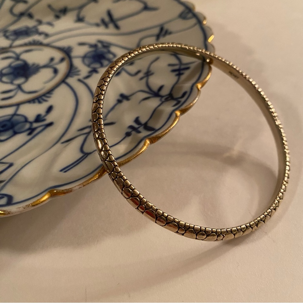 MONET Women's Bracelet Size 8" Textured Gold Bangle Stamped Stackable Boho